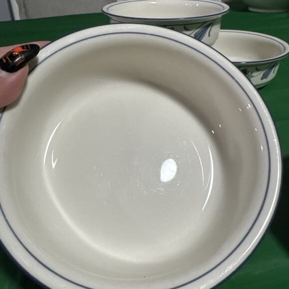 (Set of 5) Lenox Chinastone POPPIES ON BLUE 6 1/4" Cereal or Soup BOWLS (USA) - Picture 4 of 8